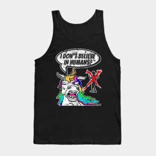 Funny colorful unicorn don't believe in real humans grunge-look Tank Top